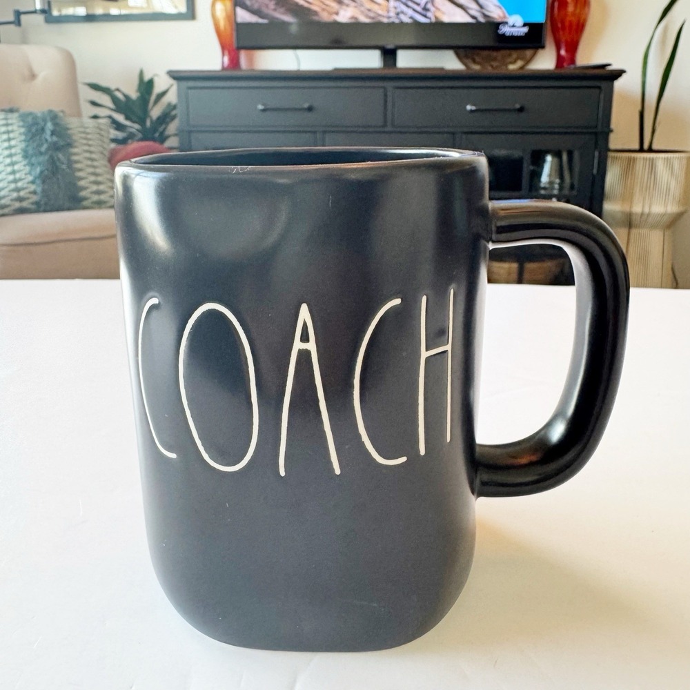 HTF Rae Dunn Artisan Collection COACH Coffee Tea BIG  Mug Cup Black /White - Picture 8 of 9